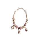 Pulseira Berloque Prateada E Dourada Feminina De Pedras
