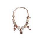 Pulseira Berloque Prateada E Dourada Feminina De Pedras
