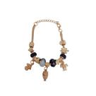 Pulseira Berloque Prateada E Dourada Feminina De Pedras