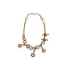 Pulseira Berloque Prateada E Dourada Feminina De Pedras