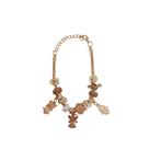 Pulseira Berloque Prateada E Dourada Feminina De Pedras