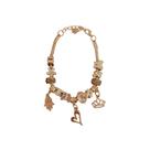 Pulseira Berloque Prateada E Dourada Feminina De Pedras