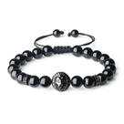Pulseira Black Onyx Lion Head Charm, cordão ajustável Pulseira Black Onyx Lion Head Charm, cordão ajustável