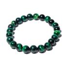 Pulseira Bola Pedra Olho de Tigre Verde 8mm Rolada Silicone