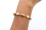 Pulseira Bolas Intercaladas com Pérolas Banhada em Ouro 18K