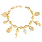 Pulseira bolas lisas coraçao,chave,sapato,perola,guadalupe... folheada a ouro 18k