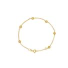 Pulseira Bolas Ouro 18k Corrente Elo Português Feminina 18 cm