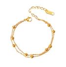 Pulseira Bolinha Delicada Aço Titânio Ouro 18k