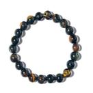 Pulseira Bolinha Olho de Falcão Natural 8mm Fio Silicone