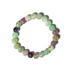 Pulseira Bolinha Pedra Fluorita Multicor Rolada Fio Silicone