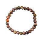 Pulseira Bolinha Pedra Jaspe Leopardo Rolada Fio Silicone