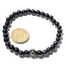 Pulseira Bolinha Pedra Obsidiana Negra Com Cruz 6mm