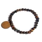 Pulseira Bolinha Pedra Olho de Falcão Natural 6mm