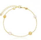 Pulseira Bolinhas Pérola e Texturizada Dourada Lizzy Fatin