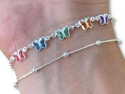 Pulseira Borboleta Colorida Prata 925