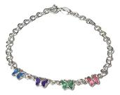 Pulseira Borboletas Coloridas 18 Cm Prata 925 Legítima Pulseira Borboletas Coloridas 18 Cm Prata 925 Legítima