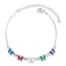 Pulseira Borboletas Coloridas Banhada a Prata Semijoia