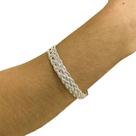 Pulseira Bracelete 6 Fios Trançada Folheada Prata 925