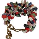 Pulseira Bracelete Artesanal Pedra Cascalho Colorido Pulseira Bracelete Artesanal Pedra Cascalho Colorido