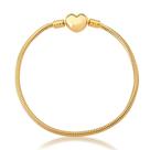 Pulseira Bracelete Berloques Fecho Coração Banhada a Ouro