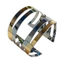 Pulseira Bracelete com Faixas Dourada e Prata
