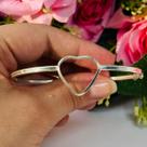 Pulseira Bracelete Coração Vazado Prata Legítima 925