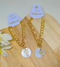 Pulseira Bracelete Corrente Elos Duplo Folheado Ouro 18k Pingente Madrepérola Filhos Menino/Menina Presente Pulseira Bracelete Corrente Elos Duplo Folheado Ouro 18k Pingente Madrepérola Filhos Menino/Menina Presente