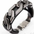 Pulseira Bracelete Couro Preta Corrente Unissex