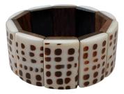 Pulseira Bracelete De Concha Revestida Com Madeira Marinho Buzio Ajustavel Feminino
