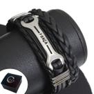 Pulseira Bracelete de Couro Força Masculina Ajustável com a Caixa (Case) Promocional
