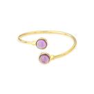 Pulseira Bracelete de Pedra Natural Cabochão Ametista folheada a ouro 18k