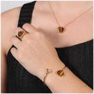 Pulseira Bracelete de Pedra Natural Olho de Tigre Coração folheada a ouro 18k