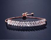 Pulseira Bracelete Dourada Rosê Com Zircônia Noiva Debutante