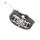 pulseira bracelete em couro legitimo caveira esqueleto pirata rock roqueiro estilo vintage regulável