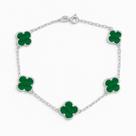 Pulseira Bracelete Feminina Flor Trevo Madri Perola Prata