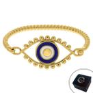 Pulseira Bracelete Feminina Olho Grego Azul Semijoia Banhado a Ouro