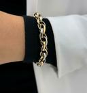 Pulseira Bracelete Feminino Corrente elos grosso elo duplo Oval mix duas cores Dourado com Prata Folheado Ouro Presente