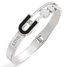 Pulseira Bracelete Feminino Lovira Strass Em Aço Inox Luxo