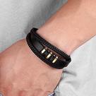 Pulseira bracelete masculino couro genuino preto