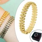 Pulseira Bracelete Oval Ramo de Folhas 67mm Semijoia Banhado a Ouro Pulseira Bracelete Oval Ramo de Folhas 67mm Semijoia Banhado a Ouro