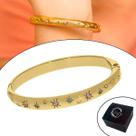 Pulseira Bracelete Oval Sol com Cristais Coloridos 68mm Semijoia Banhado a Ouro