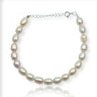 Pulseira Bracelete Perola Natural Agua Doce Prata Pura 925