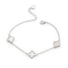 Pulseira Bracelete Prata Trevo Minimalista Moda Delicada