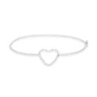 Pulseira Bracelete Rígido Coração Vazado Em Prata 925