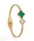 Pulseira Bracelete Trevo Liso Dourado Feminino Flor 4 Folhas Trevos aço Inoxidável Luxo inspiraçao Blogueira Moda 2025