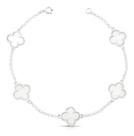 Pulseira Bracelete Trevo Prata 925 Legítima Branco Resinado Unissex Pulseira Bracelete Trevo Prata 925 Legítima Branco Resinado Unissex