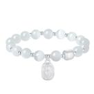 Pulseira branca Cat's Eye 999 Fine Silver Tulip Charm