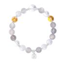 Pulseira branca de cristal e cinza Moonstone em prata 925 feminina