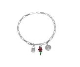 Pulseira Cadeia de Consagração de Santa Teresinha Pingente Rosa Pulseira Cadeia de Consagração de Santa Teresinha Pingente Rosa