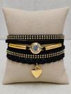 Pulseira Camurça Feminina Com Pingente e Strass Luxo